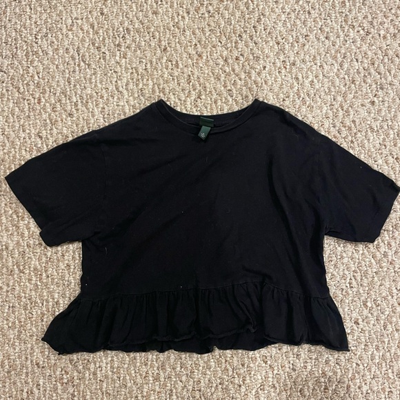 Target Women’s Black Ruffle Hem T-Shirt - Picture 1 of 2